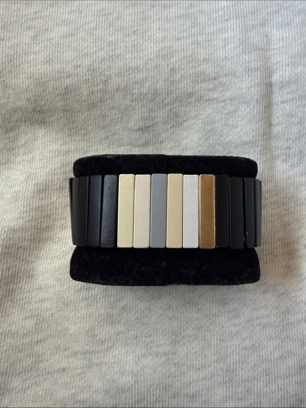 Neutral Tiled Stretch Bracelet in Black, Cream, Gray and Gold